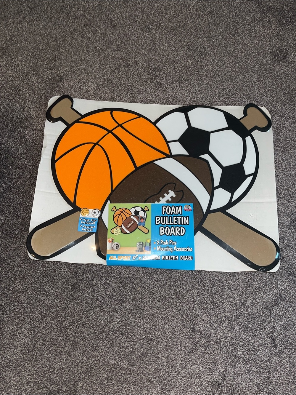 All Sports Foam Bulletin Board - Orange, White, Brown